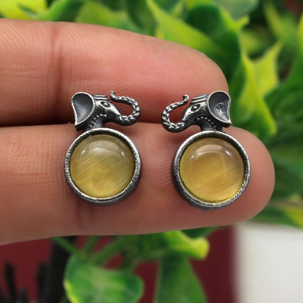 Yellow Color Premium Oxidised Earrings-4654
